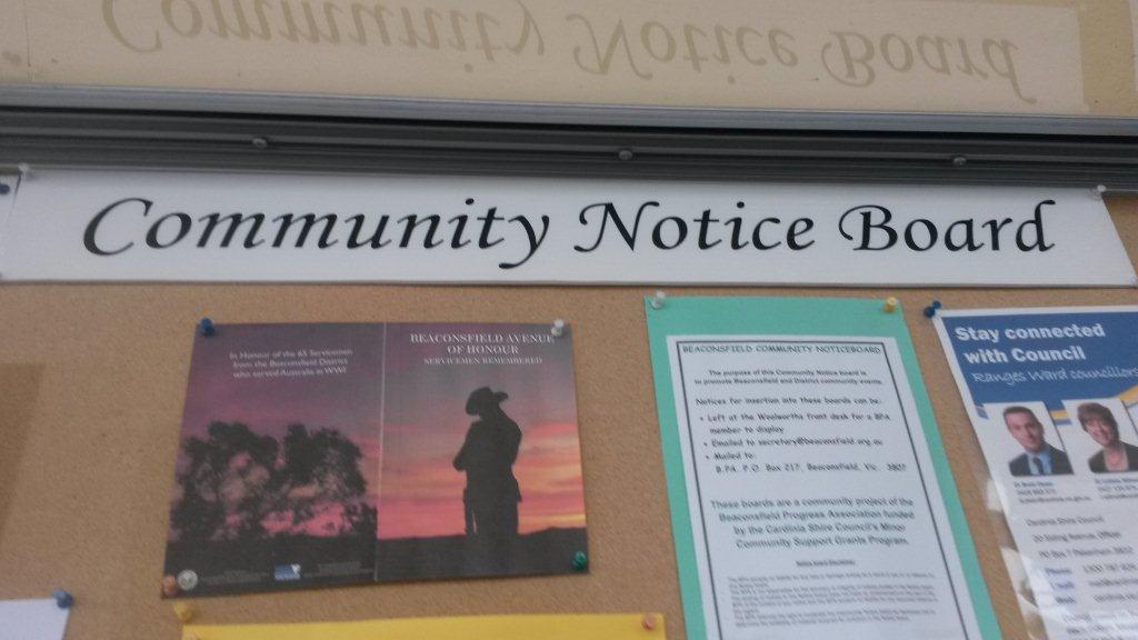 Notice Board Beaconsfield Victoria Australia